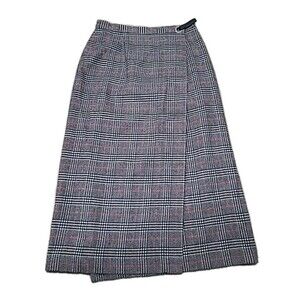 Evan Picone Skirt Womens 8 Houndstooth Wool Blend Wrap Lined Boho Career…